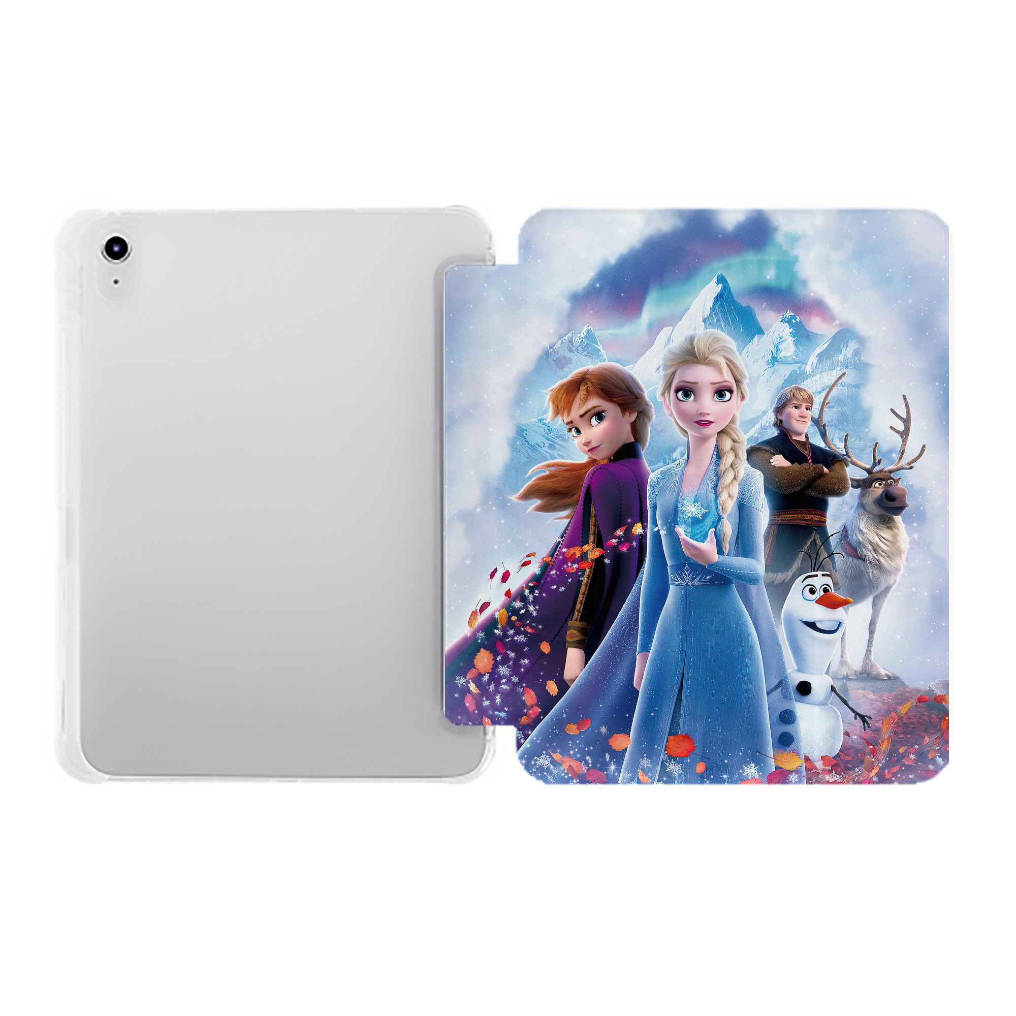 （画像用） アナと雪の女王 アンナ エルサ Frozen Anna Elsa IPad ケース ペン収納付き 三つ折りスタンド PUレザー×シリコン 対応機種9.5/10.5/10.9インチ